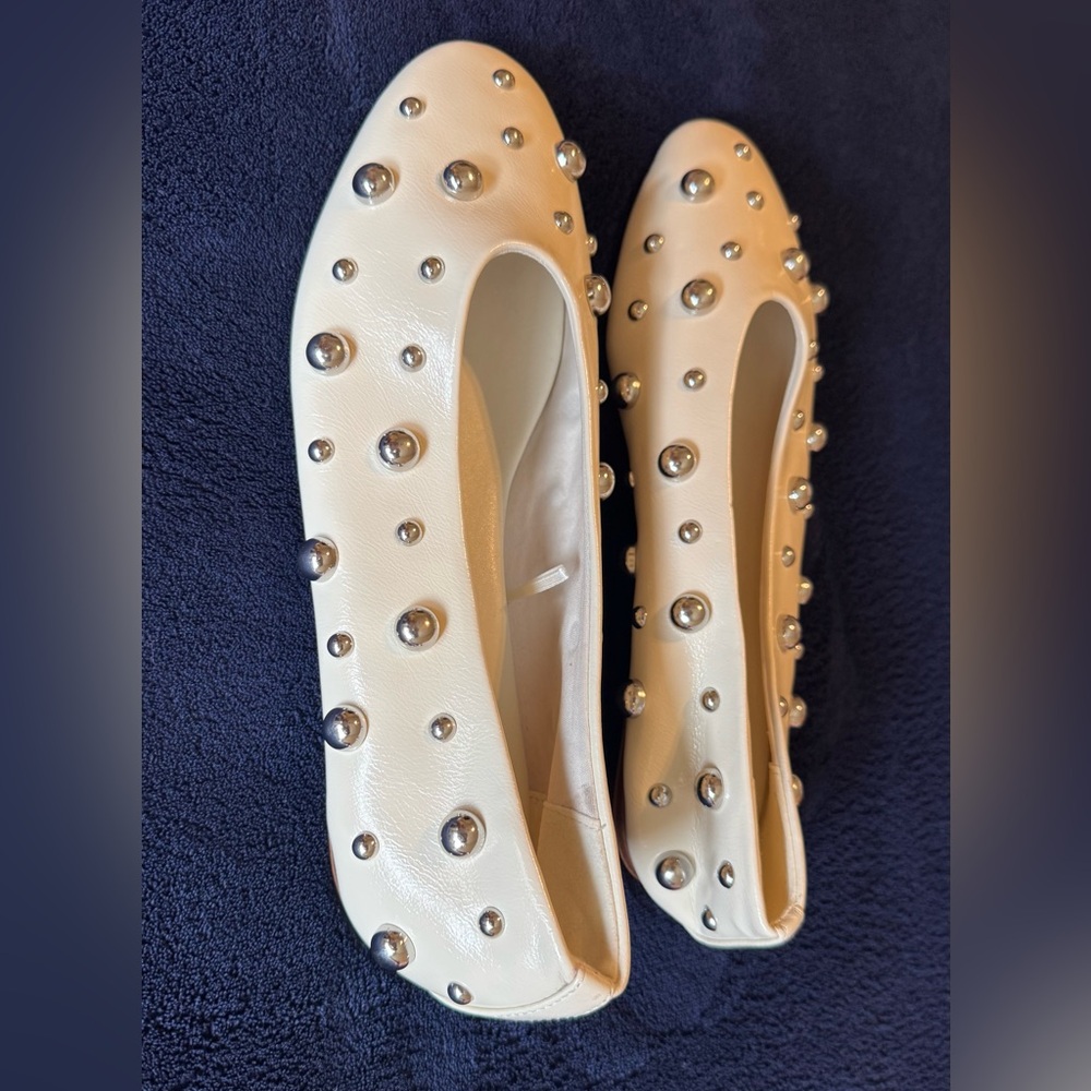 Stradivarius White Studded Ballet Flats